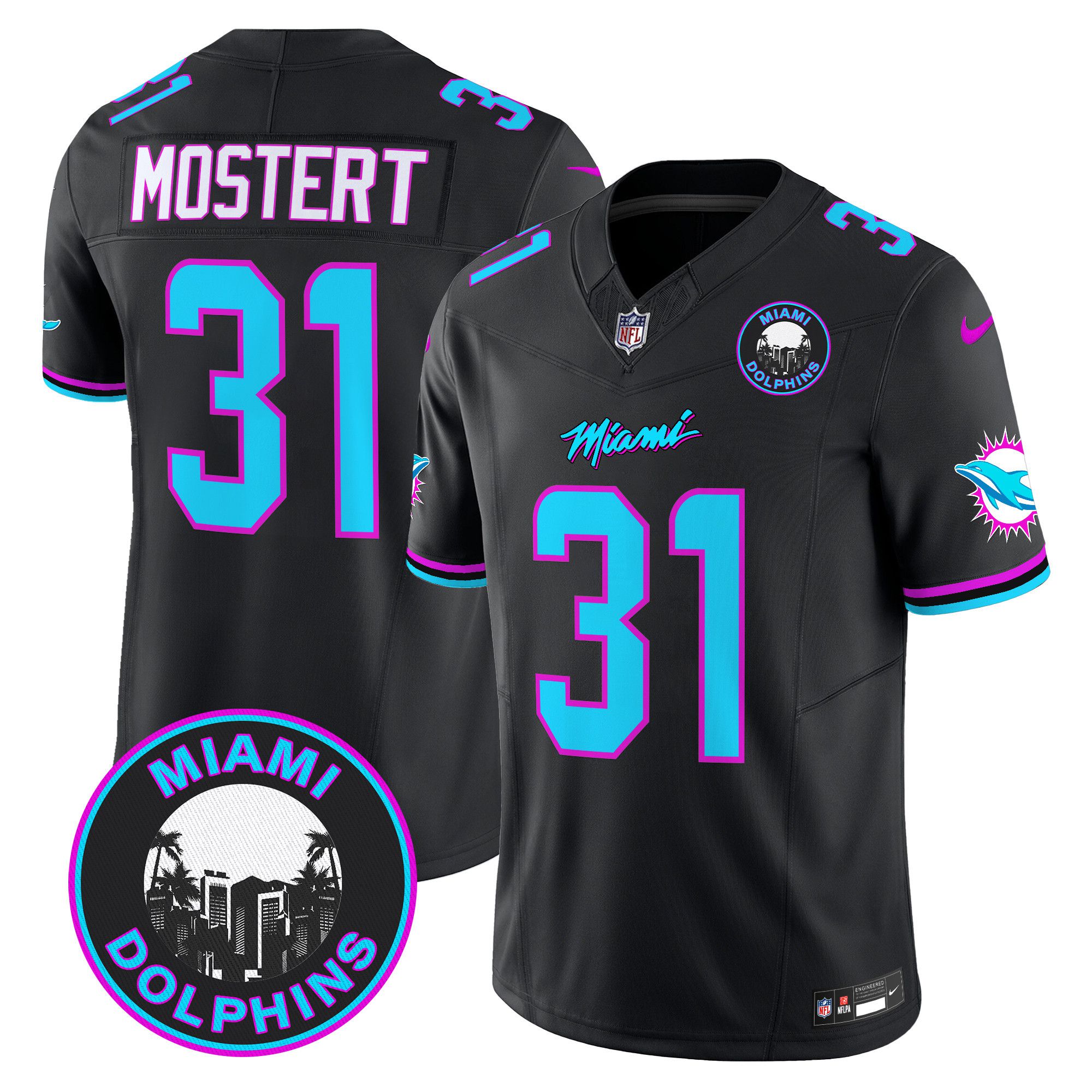 Men Miami Dolphins #31 Mostert Black 2024 Nike Vapor Limited NFL Jersey style 1->indianapolis colts->NFL Jersey